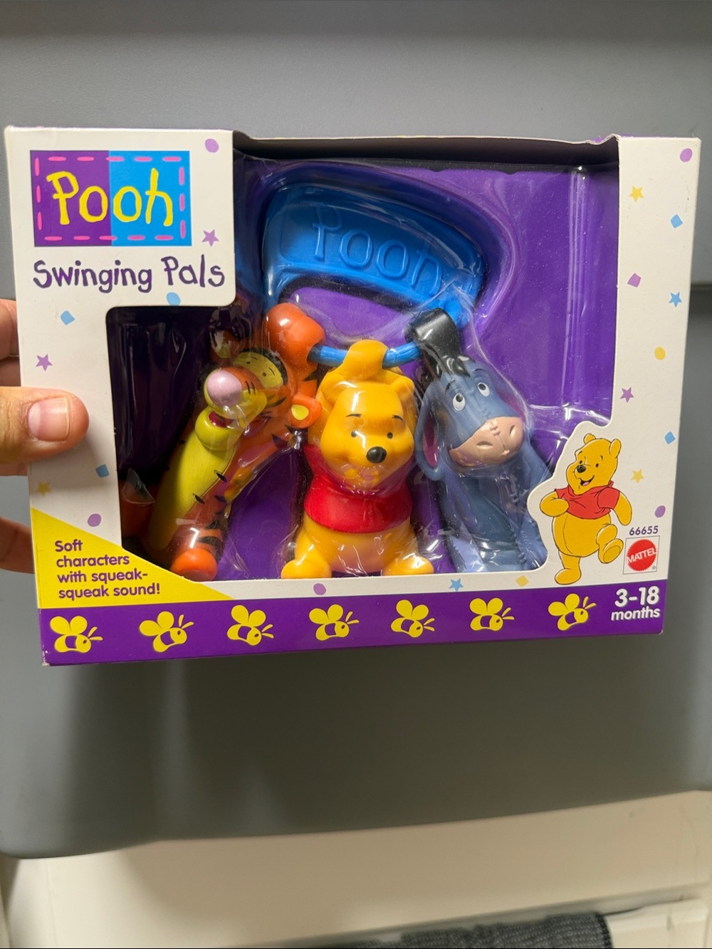 Mattel Pooh Swinging Pals 3-character- Yellow/Orange/Blue/Gray toy